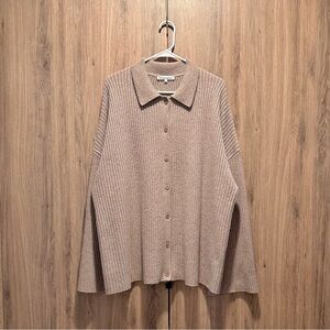 Reformation Fantino Beige Cashmere Collared Cardigan Size XL
